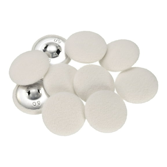 Uxcell 10pcs Fabric Cloth Covered Buttons 1.3" Round Plush Sweaters Button with Aluminum Shank Sewing Button, Beige