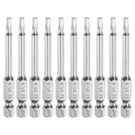 Uxcell 10pcs Flat Hex Screwdriver Bit 3mm (H3) 1/4" Hex Shank 2.56" Long Magnetic