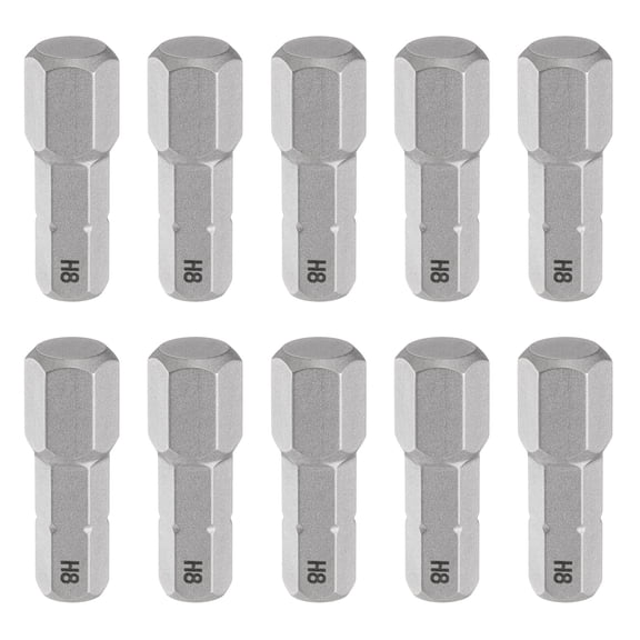 Uxcell 10pcs H8 Hex Screwdriver Bit 1/4" Hex Shank 25mm/1" Length Magnetic Hexagon Head Hex Bits S2 Steel Screw Driver Bit