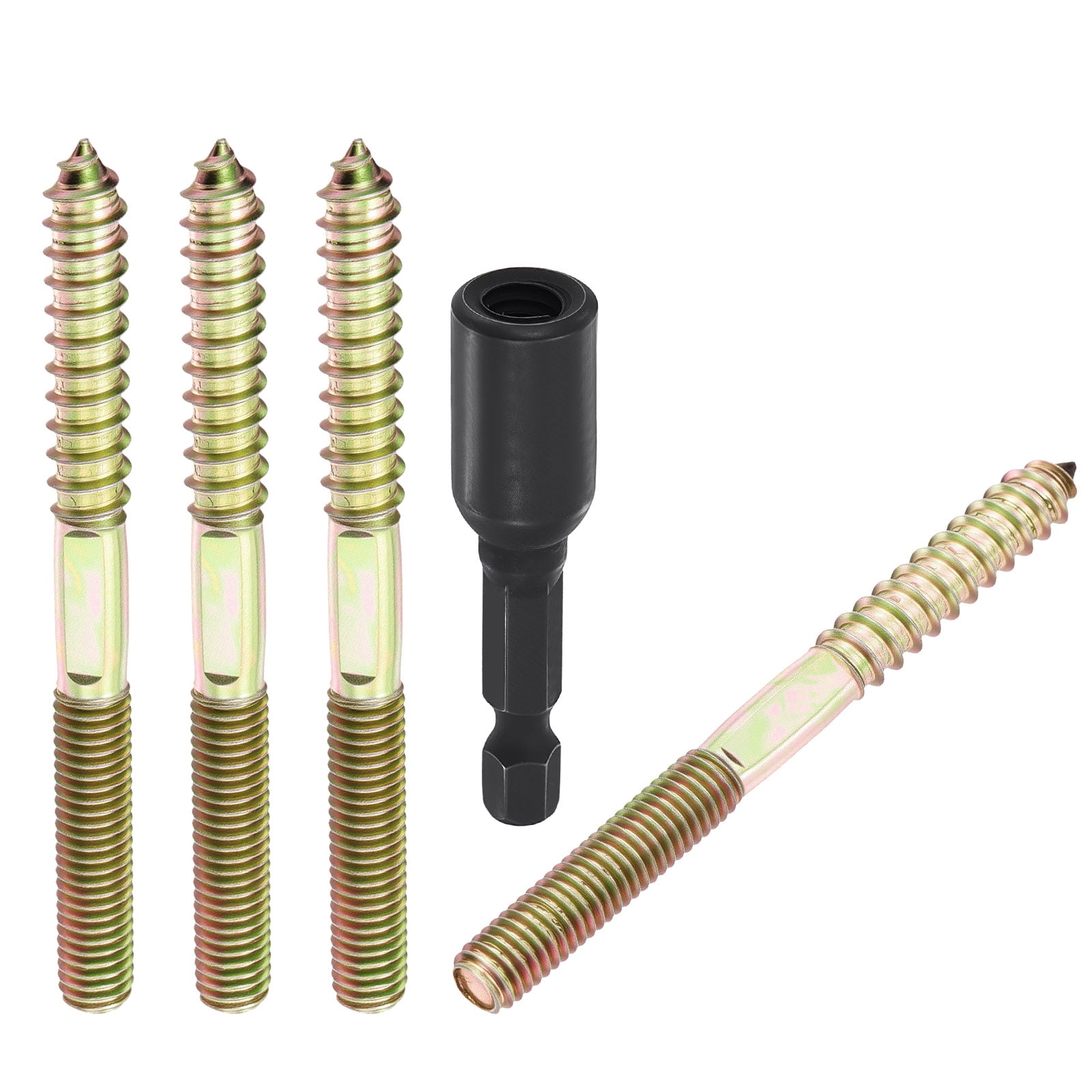 Uxcell 10pcs Hanger Bolts with Driver - [M8-1.25x90] Double Headed Wood ...