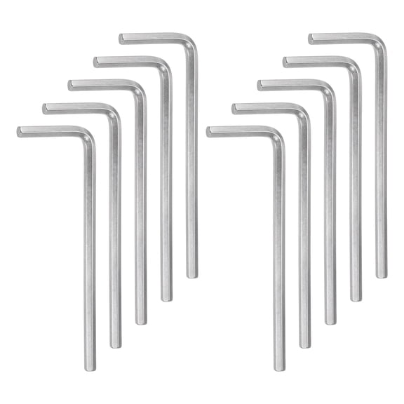 Uxcell 10pcs Hex Key Wrench 3/16" L-Shape Hexagon SAE L key Wrenches Chrome Vanadium Steel Repairing Tool, Silver Tone