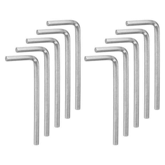 Uxcell 10pcs Hex Key Wrench 4mm L-Shape Hexagon Metric Wrenches Chrome Vanadium Steel Repairing Tool, Silver Tone