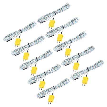 Uxcell 10pcs K Type Thermocouple Mini Connector Temperature Sensor Fiberglass 8ft -50 to 400C(-58 to 752F)
