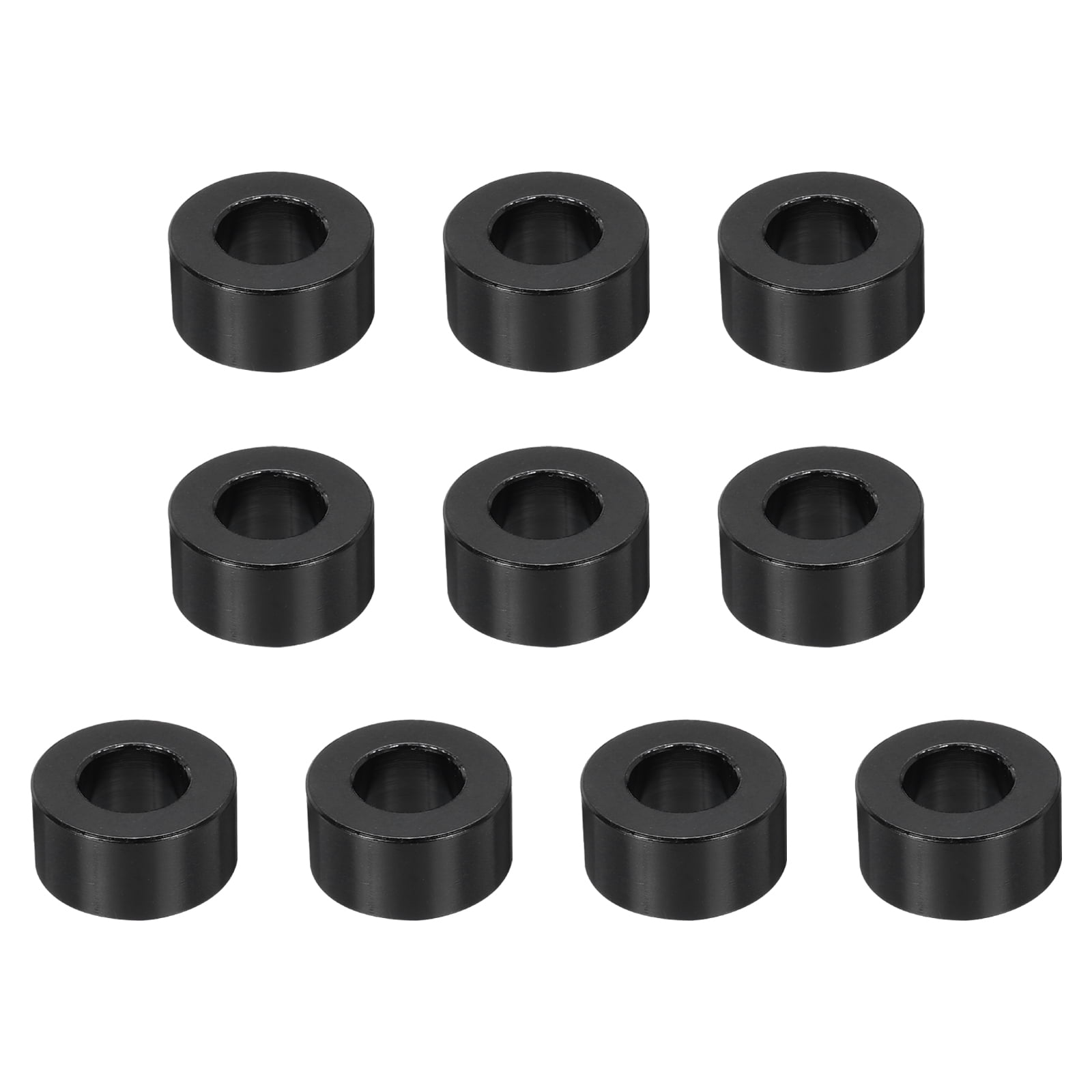Uxcell 10pcs M10 Aluminium Spacers, 7/16" ID x 17/16" OD Round Standoff Spacer, Unthreaded Metal Spacers for 7/16" M10 Screws Bolts, Black 3/8" Length