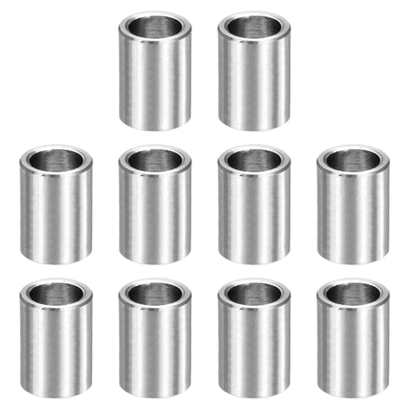 Uxcell 10pcs M10 Metal Spacers, 3/8" IDx9/16" ODx13/16" Length Stainless Steel Spacer Round Unthreaded Standoff Bushing Plain Finish for Screw Bolts, Silver 10x14x20mm