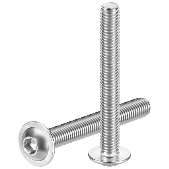 Uxcell 10pcs M6-1x60mm 304 Stainless Steel Flanged Button Head Socket Cap Screws, Allen Socket Drive Bolt Fasteners for Automotive, Furniture Repair & Equipment Fixes, Silver
