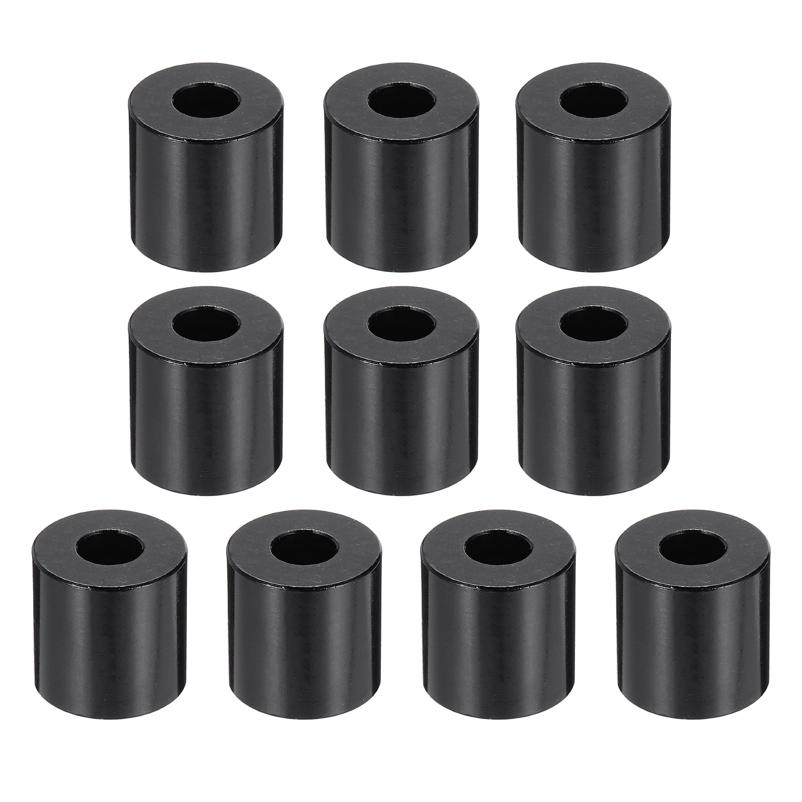 Uxcell 10pcs M6 Aluminium Spacers, 1/4" ID x 5/8" OD Round Standoff Spacer, Unthreaded Metal Spacers for 1/4" M6 Screws Bolts, Black 5/8" Length
