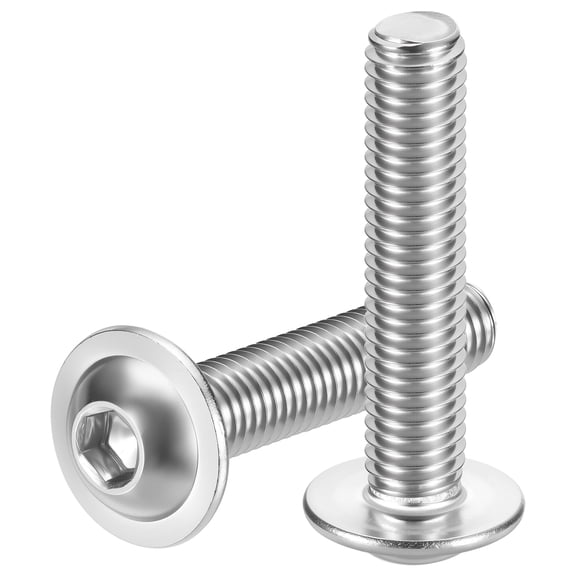 Uxcell 10pcs M8-1.25x40mm 304 Stainless Steel Flanged Button Head Socket Cap Screws, Allen Socket Drive Bolt Fasteners for Automotive, Furniture Repair & Equipment Fixes, Silver