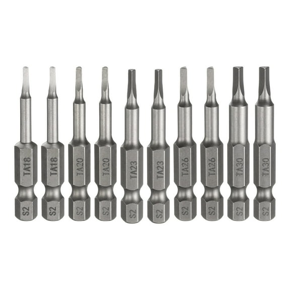 Uxcell 10pcs Magnetic Triangle Screwdriver Bit TA18-TA30 1/4" Hex Shank 2" (50mm) Long Magnetic S2 Steel Industrial Grade Screw Driver Bit Triangular Head Electric Drill Bits