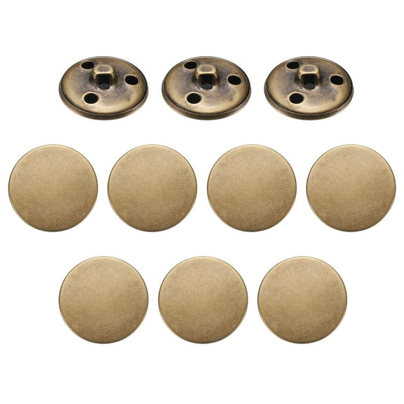 Uxcell 10pcs Metal Antiqued Button 25mm Round Metal Sewing Buttons Bronze