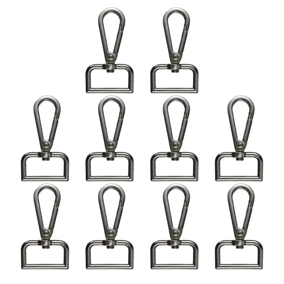 Uxcell 10pcs Metal D Ring Lobster Claw Clasp 1.02" 360 Swivel Snap Hook, Gunmetal