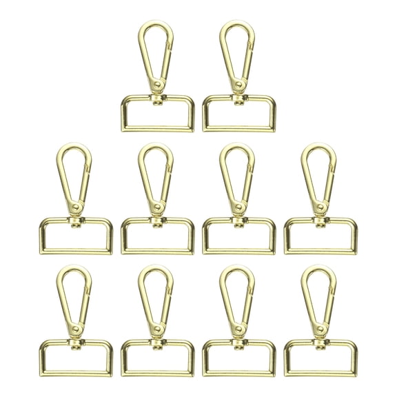 Uxcell 10pcs Metal D Ring Lobster Claw Clasp 1.26" 360° Swivel Snap Hook, Bright Gold