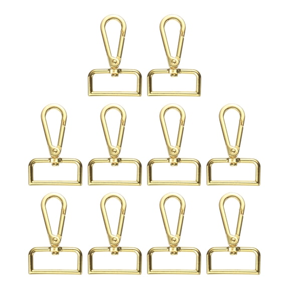 Uxcell 10pcs Metal D Ring Lobster Claw Clasp 1.26" 360° Swivel Snap Hook, Gold