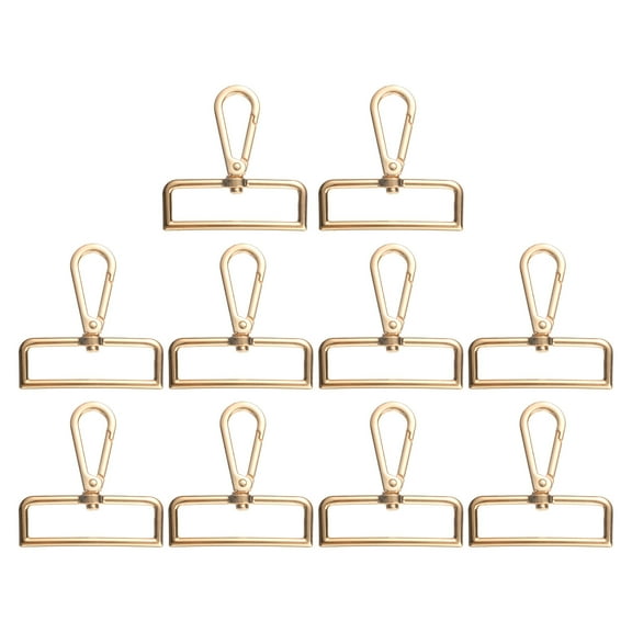 Uxcell 10pcs Metal D Ring Lobster Claw Clasp 2" 360 Swivel Snap Hook, Light Gold