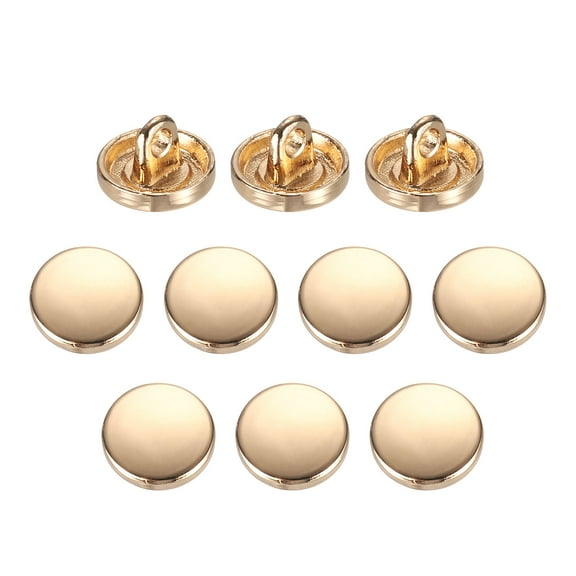 Uxcell 10pcs Metal Flat Button 10mm Round Metal Sewing Buttons Bright Gold