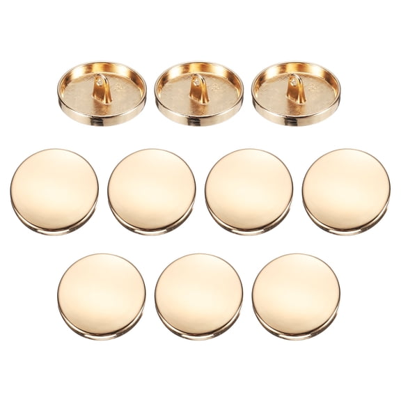 Uxcell 10pcs Metal Flat Button 23mm Round Metal Sewing Buttons Bright Gold