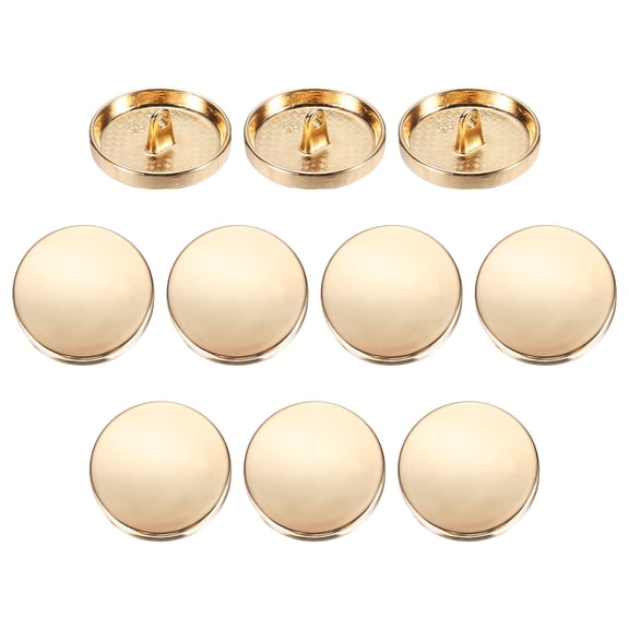 Uxcell 10pcs Metal Flat Button 25mm Round Metal Sewing Buttons Bright Gold
