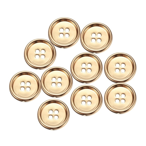 Uxcell 10pcs Metal Sewing Button, 20mm 4-Hole Round Suit Shirts Coats Clothes Sewing Buttons for Decoration Craft, Gold