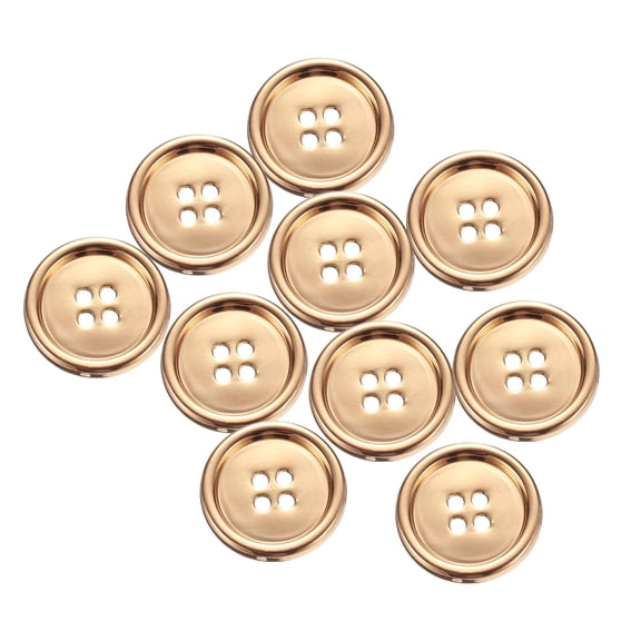 Uxcell 10pcs Metal Sewing Button, 23mm 4-Hole Round Suit Shirts Coats Clothes Sewing Buttons for Decoration Craft, Gold