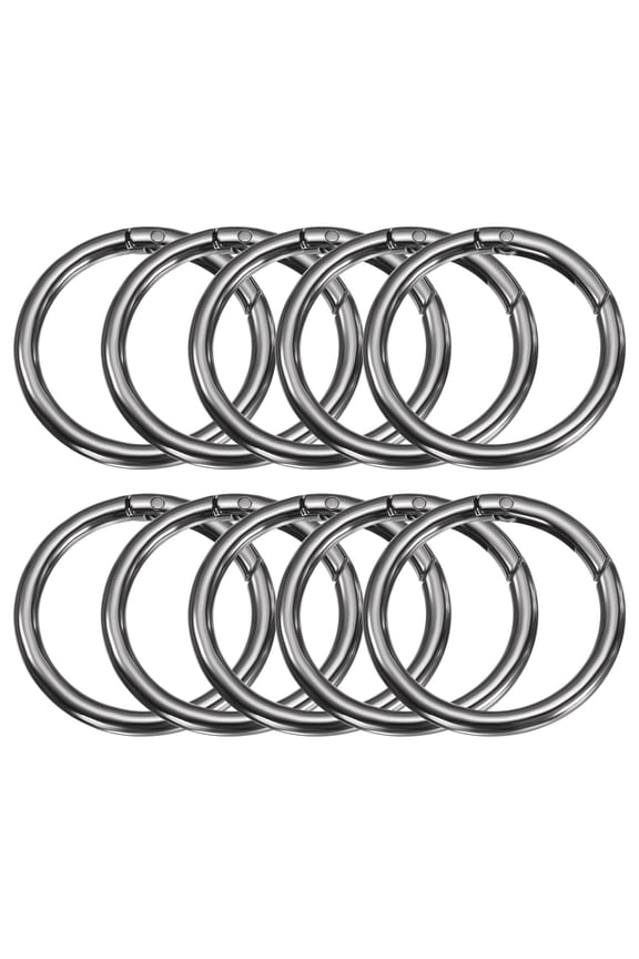 10pcs Metal Spring O Rings 1.5" Trigger Spring Keyrings Buckle Round Snap Clip for DIY Keychains Bag Purse Handbag Black