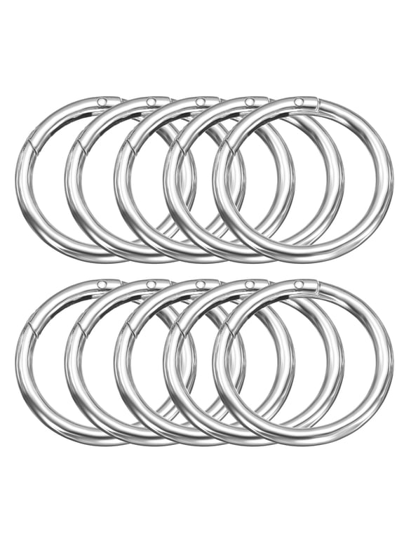 10pcs Metal Spring O Rings 1.5" Trigger Spring Keyrings Buckle Round Snap Clip for DIY Keychains Bag Purse Handbag Silver Tone