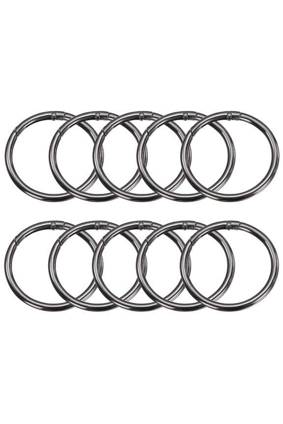 10pcs Metal Spring O Rings 2" Trigger Spring Keyrings Buckle Round Snap Clip for DIY Keychains Bag Purse Handbag Black