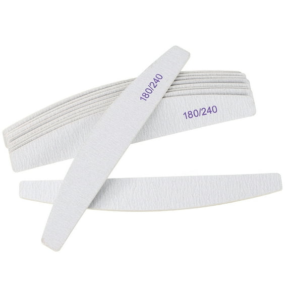 Uxcell 10pcs Nail File, 180/240 Grit Fingernail File for Natural Nails, Professional Double-Sided Nail File Tool