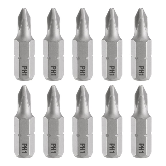 Uxcell 10pcs PH1 Phillips Screwdriver Bit 1/4" Hex Shank 25mm/1" Length Magnetic Cross Head Hex Bits S2 Steel Screw Driver Bit
