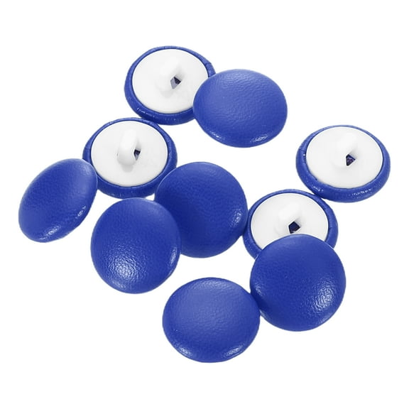 Uxcell 10pcs PU Leather Covered Button 15mm Plastic Shank Round Button, Blue