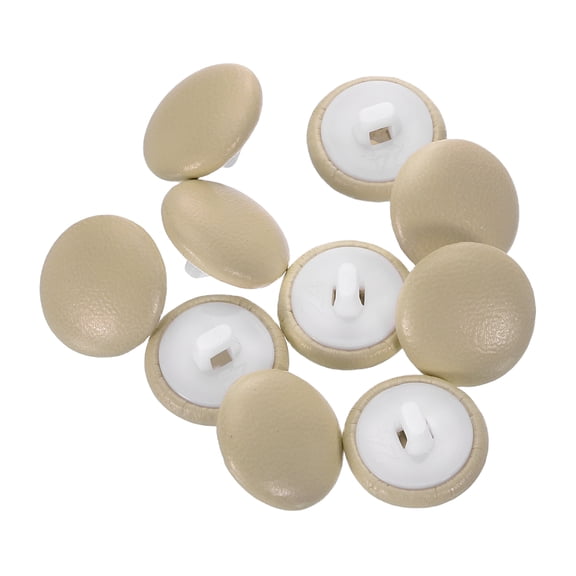Uxcell 10pcs PU Leather Covered Button 15mm Plastic Shank Round Button, Light Brown
