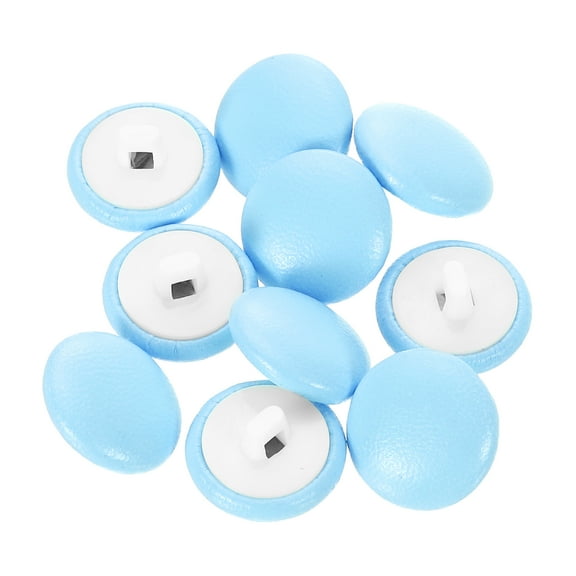 Uxcell 10pcs PU Leather Covered Button 15mm Plastic Shank Round Button, Pale Blue