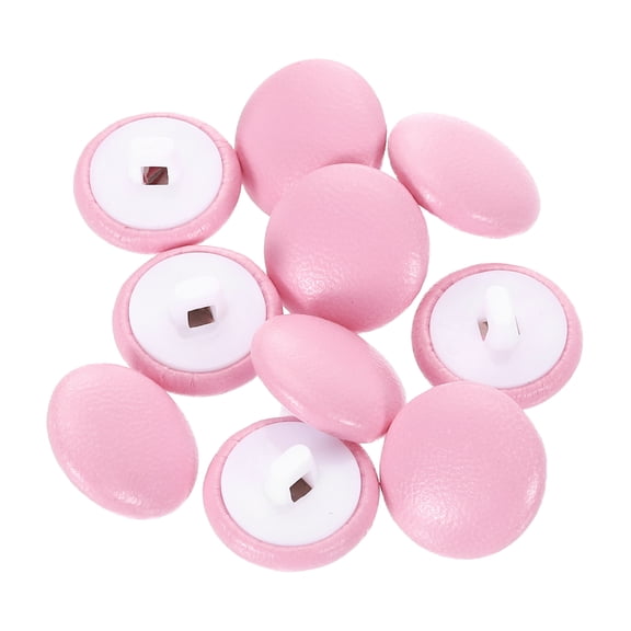 Uxcell 10pcs PU Leather Covered Button 15mm Plastic Shank Round Button, Pink