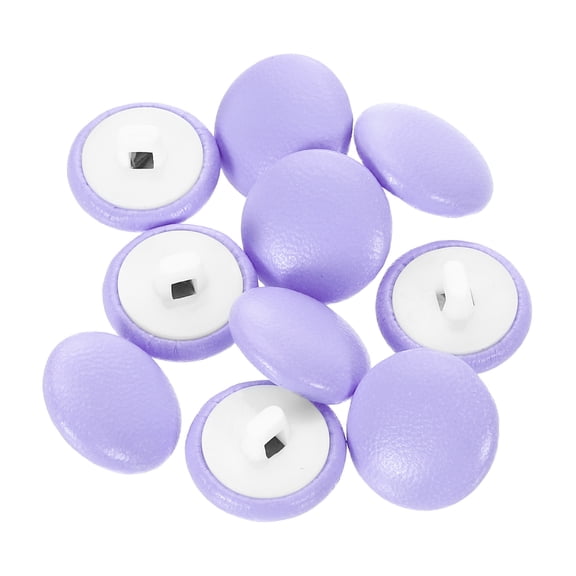 Uxcell 10pcs PU Leather Covered Button 15mm Plastic Shank Round Button, Purple