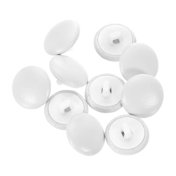 Uxcell 10pcs PU Leather Covered Button 15mm Plastic Shank Round Button, White