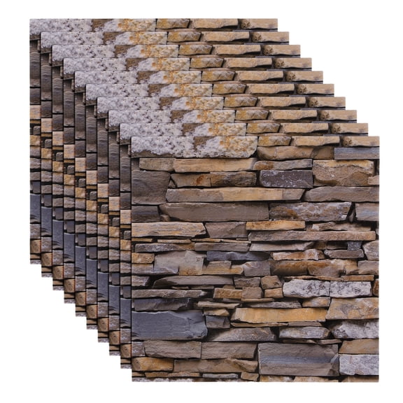 Uxcell 10pcs Peel and Stick Backsplash Tiles 11.8"x11.8" PVC Wall Marble Tiles Thickened Stone Texture Self-Adhesive Sticker Waterproof for Kitchen Bathroom Bedroom, Brown/Gray
