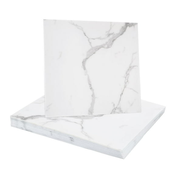 10Pcs Peel and Stick Marble Tiles, Waterproof Wall Panel Backsplash, 11.81"x11.81" Peel and Stick Shower Tiles for Bathroom, White with Grey Veins