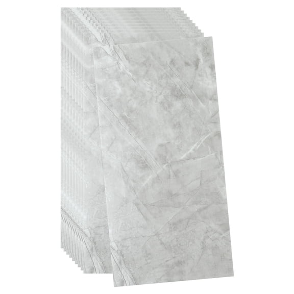 Uxcell 10pcs Peel and Stick Wall Panels 23.6" x 11.8" Skin Feel Brick Wallpapers (19.4 Sq. Ft. / 1.8 Sq.m. Coverage) Marble Tiles Adhesive Backsplash, Gray Crack