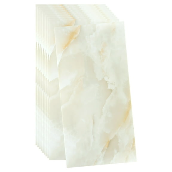 Uxcell 10pcs Peel and Stick Wall Panels 23.6" x 11.8" Skin Feel Brick Wallpapers (19.4 Sq. Ft. / 1.8 Sq.m. Coverage) Marble Tiles Adhesive Backsplash, Light Gray