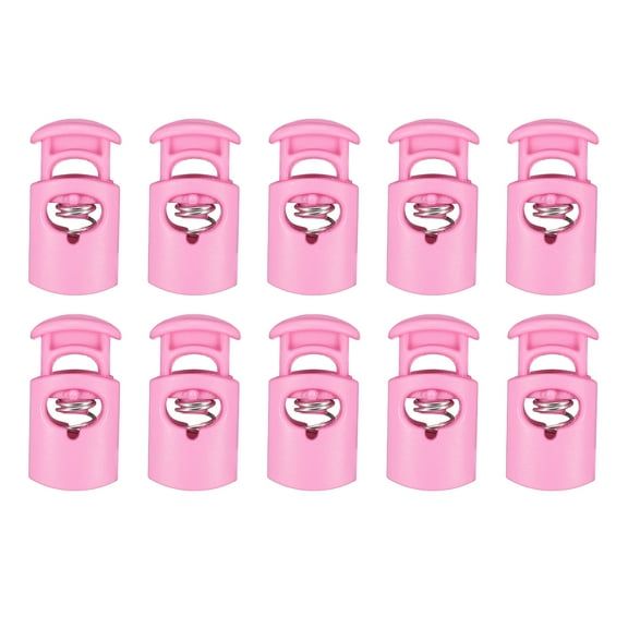 Uxcell 10pcs Plastic Cord Locks Single Hole Spring Toggle Stopper Clip Elastic Clasp Lock Fastener for Drawstring, Paracord, Pink