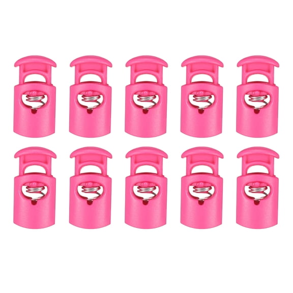 Uxcell 10pcs Plastic Cord Locks Single Hole Spring Toggle Stopper Clip Elastic Clasp Lock Fastener for Drawstring, Paracord, Rose Red