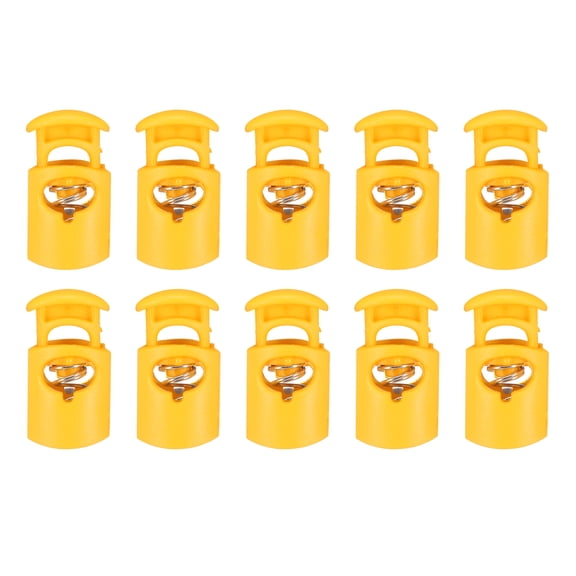 Uxcell 10pcs Plastic Cord Locks Single Hole Spring Toggle Stopper Clip Elastic Clasp Lock Fastener for Drawstring, Paracord, Yellow