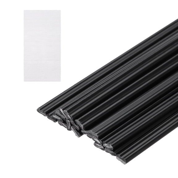Uxcell 10pcs Plastic Welding Rods, 13 Inch PE Welding Repair Strips Welder Rods with Reinforcing Mesh for Car Bumpers, Kayak Repair, Plastic Welder, Black