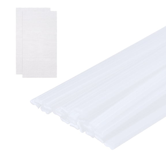 Uxcell 10pcs Plastic Welding Rods, 39 Inch PP Welding Repair Strips Welder Rods with Reinforcing Mesh for Car Bumpers, Kayak Repair, Plastic Welder, White