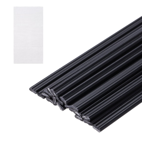 Uxcell 10Pcs Plastic Welding Rods 8" PP Welding Repair Strips Welder Rods with Reinforcing Mesh for Car Bumpers Black