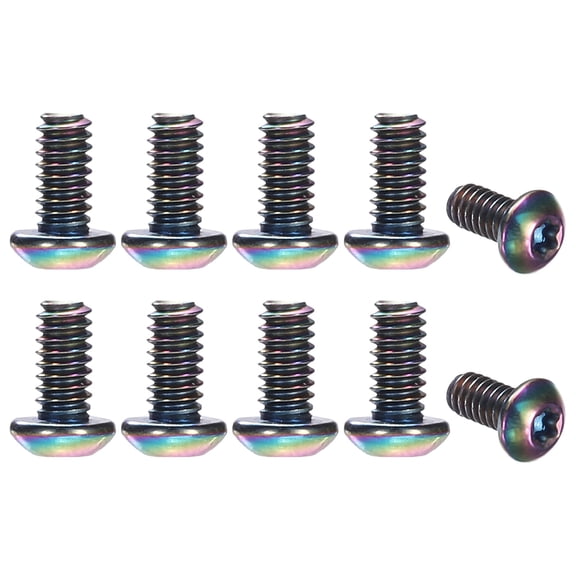 Uxcell 10pcs Pocket Clip Screws T6 Torx Head 2-56UNC 4.5mm Thread Length Folding Knife Fasteners Stainless Steel Electroplated Shaft Pivot Pins Screws for Blade Fixing, Colorful