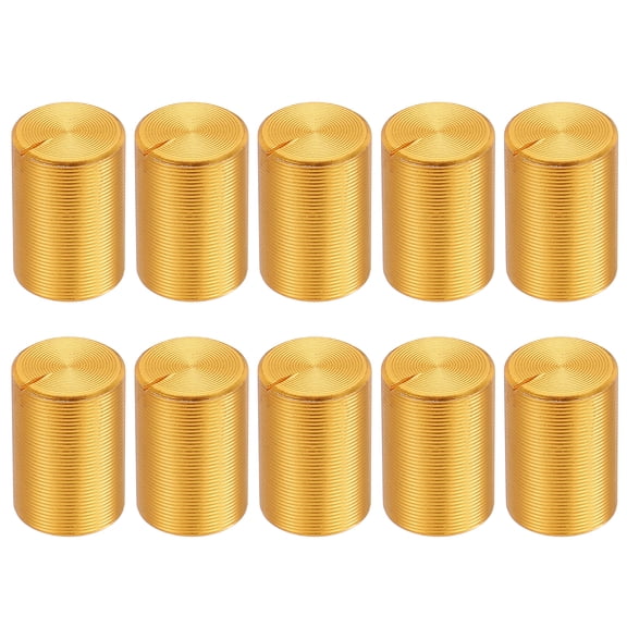 Uxcell 10pcs Potentiometer Knob Knurled Shaft Gold Aluminum 6mm Shaft Dia. Rotary Knob 10mmx15mm Volume Control Knob