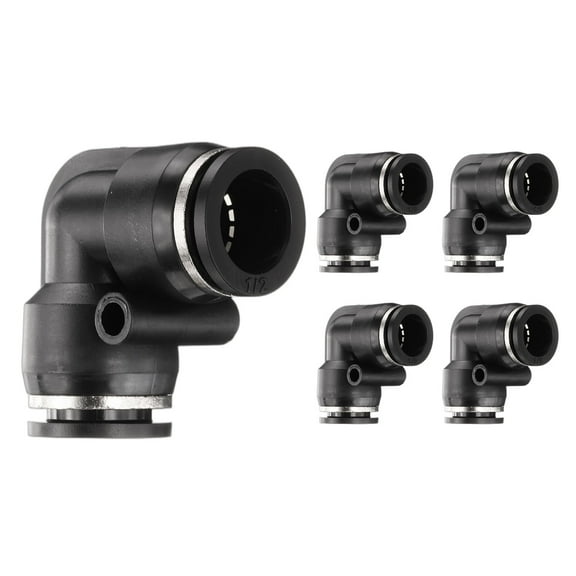 Uxcell 10pcs Push to Connect Fitting 1/2" Tube OD 90 Degree Quick Connector Push to Connect Adapter Zinc Alloy Air Line Hose Fittings for Industry Air System PV1/2, Black