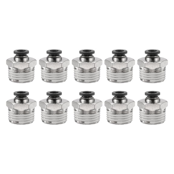 Uxcell 10pcs Push to Connect Fitting 1/4" x 1/2" Thread Straight Union Fitting, Black