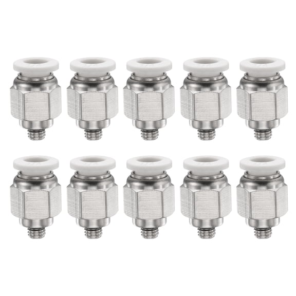 Uxcell 10pcs Push to Connect Fitting 1/4" x 10-32" Thread Straight Union Fitting, White