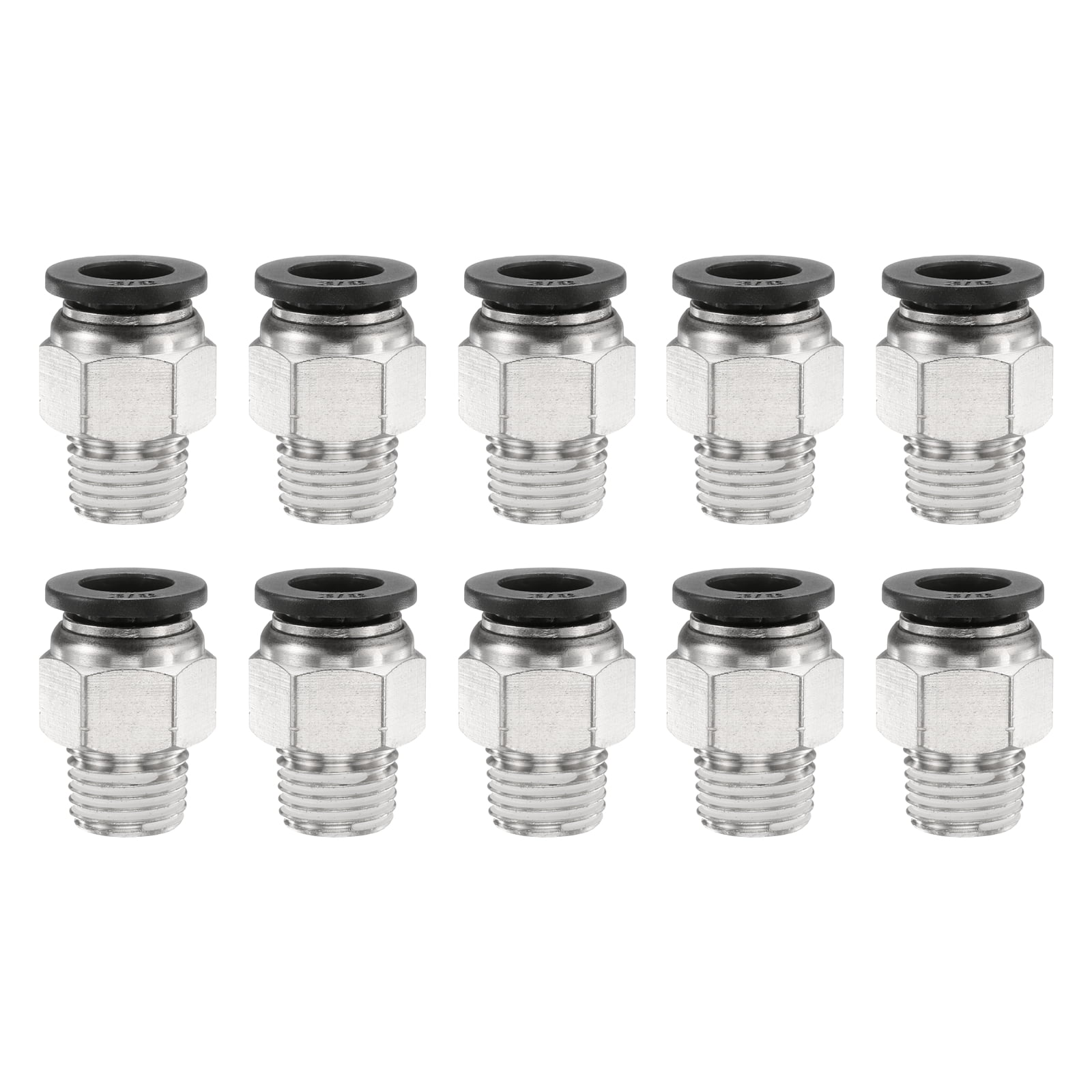 Uxcell 10pcs Push to Connect Fitting 3/8" x 1/4" Thread Straight Union ...